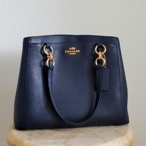 COACH Leather Minetta Purse. Midnight Blue with Gold Hardware